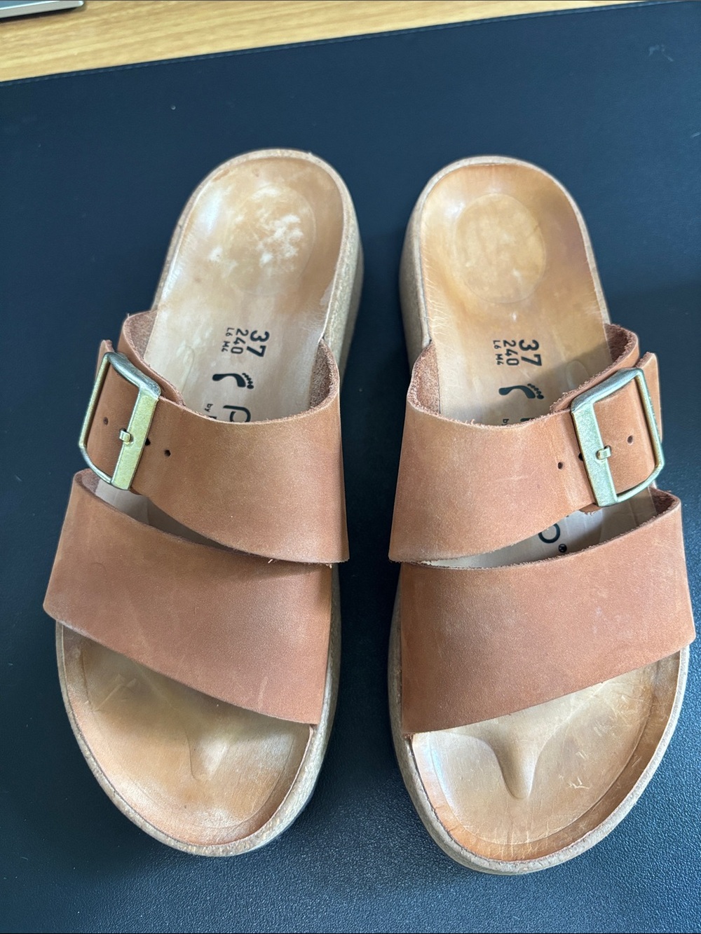 Birkenstock Papillio Cognac Single-Buckle Leather Slide